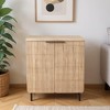HomeRoots 35" Oak Wood Textured Door Accent Cabinet With Two Doors - 2 of 4