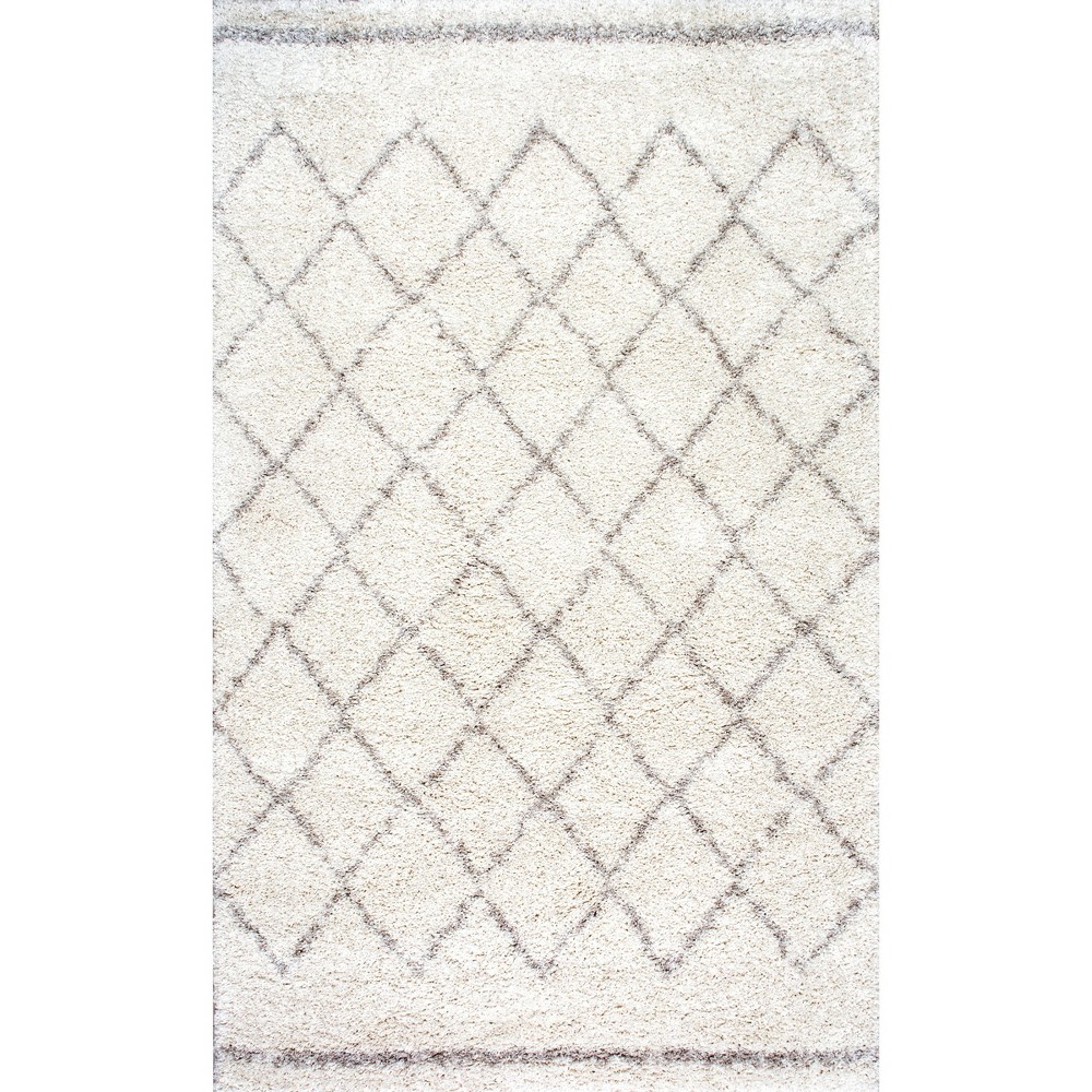 8'10inx12' Edwin Trellis Shaggy Area Rug Off White - nuLOOM