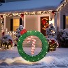 LuxenHome 1.9Ft Tall Ornament and Candy Cane Wreath Outdoor Holiday Decoration with Lights Green, Red, White - 4 of 4