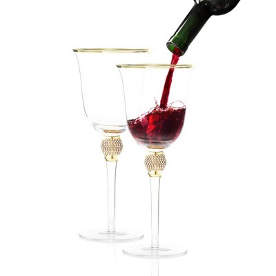 Red & Gold Shimmerin' Long Stem Red Wine Glass – Shimmerin' Sparkleware