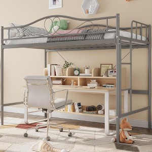 COZONY Loft Bed Twin with Adjustable Ladder, Heavy Duty Metal Frame 400 Lbs Capacity Safety Guardrail - 1 of 4