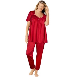 Only Necessities Women's Plus Size Silky 2-Piece PJ Set - 1 of 4