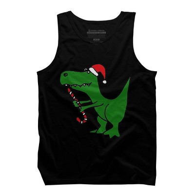Men's Design By Humans Funny Christmas Green T-rex Dinosaur By SmileToday Tank Top