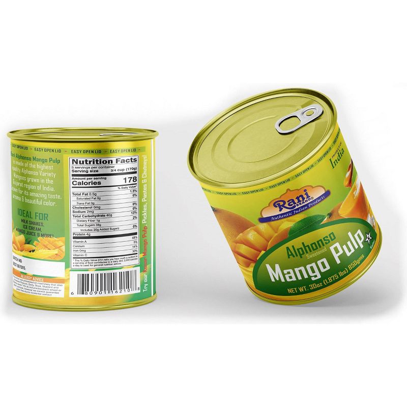 Mango Pulp Puree (Alphonso Sweetened) - 30oz (1.875lbs) 850g - Rani Brand Authentic Indian Products, 4 of 6