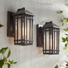 Kathy Ireland Sierra Craftsman Mission Outdoor Wall Light Fixtures Set of 2 Rubbed Bronze 10 1/2" Seedy Glass Panels for Post Exterior Light Barn Deck - 2 of 4
