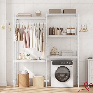 28"/30" Double Row Over Washer and Dryer Shelves, Freestanding 5 Tiers Laundry Room Storage and Organizer Standing Shelf - 1 of 4