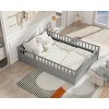 Floor Bed with High Fence and Door For Kids, Safe Montessori Design Bed with Guardrails,, Bed with Pine Wood Construction-Baofuwish - 3 of 4