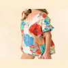 Women's Floral V Neck Top - Vanilla Monkey - 3 of 4