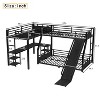 TIRAMISUBEST Twin/Twin XL Bunk Bed & Loft Bed, Metal Triple Bed Frame with Slide, L-Shaped Desk & Storage Shelves - 4 of 4