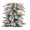 Pre-Lit Flocked Pencil Tree – 3' Tall – PVC and Metal Base for Holiday by Melrose - 2 of 3