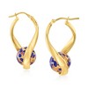Ross-Simons Italian Blue Murano Glass Bead Twisted Hoop Earrings in 18kt Gold Over Sterling - 4 of 4