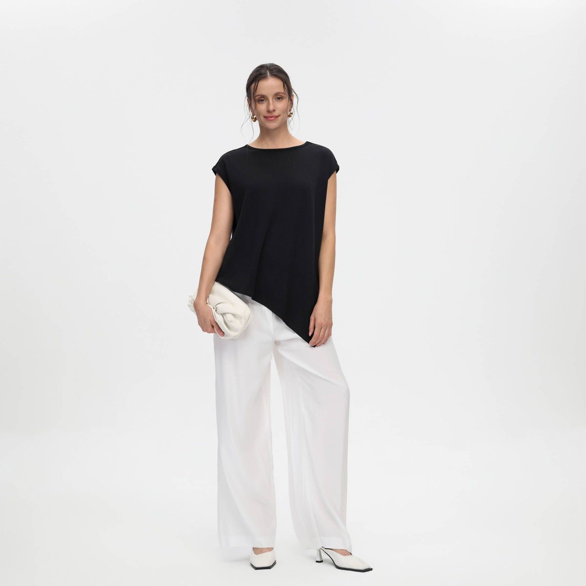 Women's Cap Sleeve Asymmetrical Knit Top - A New Day™ - thumbnail 4