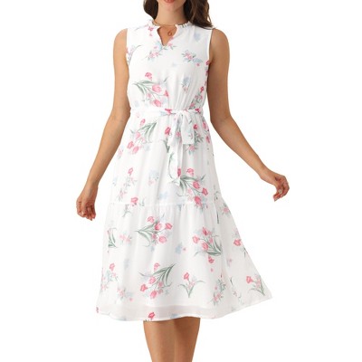 INSPIRE CHIC Women's Sleeveless V-Neck Midi Swing Dresses