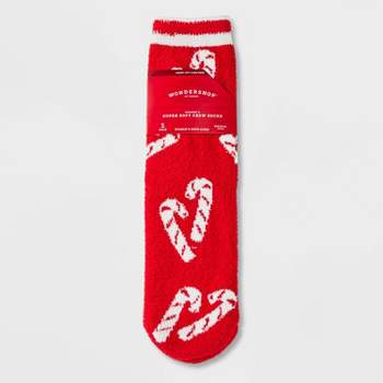 Women's Candy Cane 'Merry and Bright' Cozy Crew Socks with Gift Card Holder - Wondershop™ Red/White 4-10