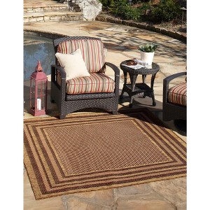 Unique Loom    Outdoor Border Multi Border Area Rug - 1 of 4