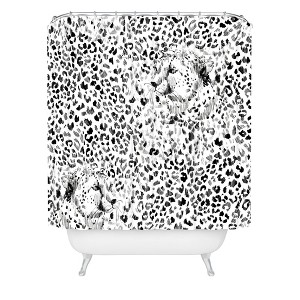 Pattern State Cheetah Sketch Shower Curtain Black/White - Deny Designs: Polyester Microfiber, Machine Washable, Buttonhole Top - 1 of 4