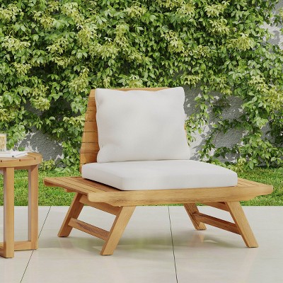 Outdoor Patio Chairs,Wooden Patio Armless Chairs With Cushion Seat,Outdoor Patio Furniture,Armless Chairs For Patio,Garden-Cuddlewood