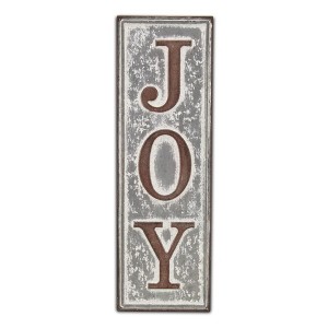 HomeRoots 19" X 6" Gray and Brown Handcrafted Joy Metal Wall Decor - 1 of 4