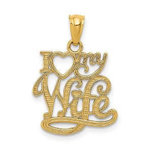 Black Bow Jewelry 14k Yellow Gold I Love My Wife Pendant, 13mm - 1 of 4