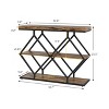 Narrow Console Table for Entryway Sofa Table Behind Couch Diamond-Shaped Frame Rustic Wooden Accent Tables with Storage Shelves for Hallway - 3 of 4