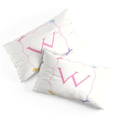 Deny Designs King April Lane Art Simple Bow Monogram W Microfiber Printed Pillow Sham