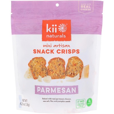 Kii Naturals Mini Artisan Parmesan Snack Crisps - Case of 12 - 4.23 oz