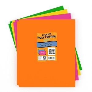 Neon Poly Pocket Binder Folders - Pocket Divider, 2-pocket Portfolio With Business Card Slots (48 Packs) - 1 of 4