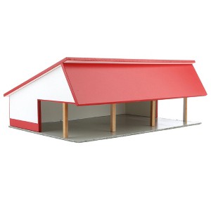 1/64 White & Red 64ft x 48ft Wooden Cattle Shed with Removeable Roof STA-227 - 1 of 4