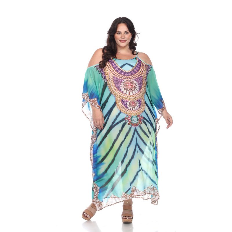 Plus Size Sheer Caftan Maxi Dress - One Size Fits Most Plus - White Mark, 2 of 6