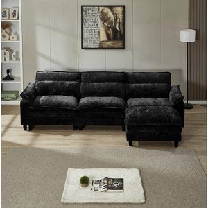 TiramisuBest L Shape Chenille Modular Sectional Sofa with Ottoman Deep Seat Cloud Couch Memory Foam Cushions and 5 Pillows, 120"*32"*38.3" - 1 of 4