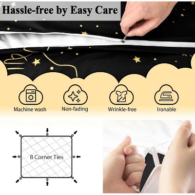 Acoinel Constellation Pattern Microfiber Bedding Set, Soft Wrinkle-Resistant Easy Care, Black — фото 5