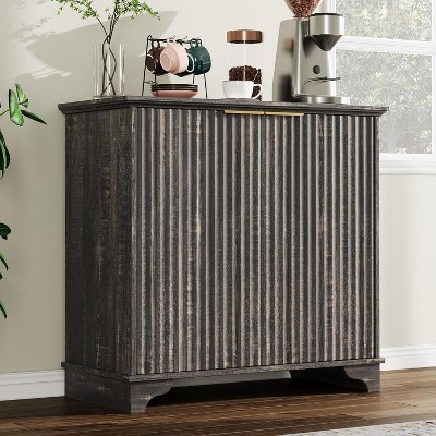 Fluted Buffet Sideboard with Storage, Modern Coffee Bar Cabinet with Adjustable Shelves, Kitchen Hutch