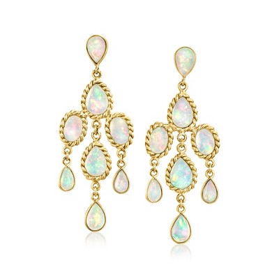 Ross-Simons Ethiopian Opal Chandelier Earrings in 14kt Yellow Gold