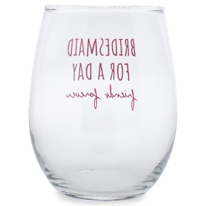 Elanze Designs Bridesmaid for Day Friends Forever 14 Ounce Black Stemless Wine Glass Tumbler - 1 of 2