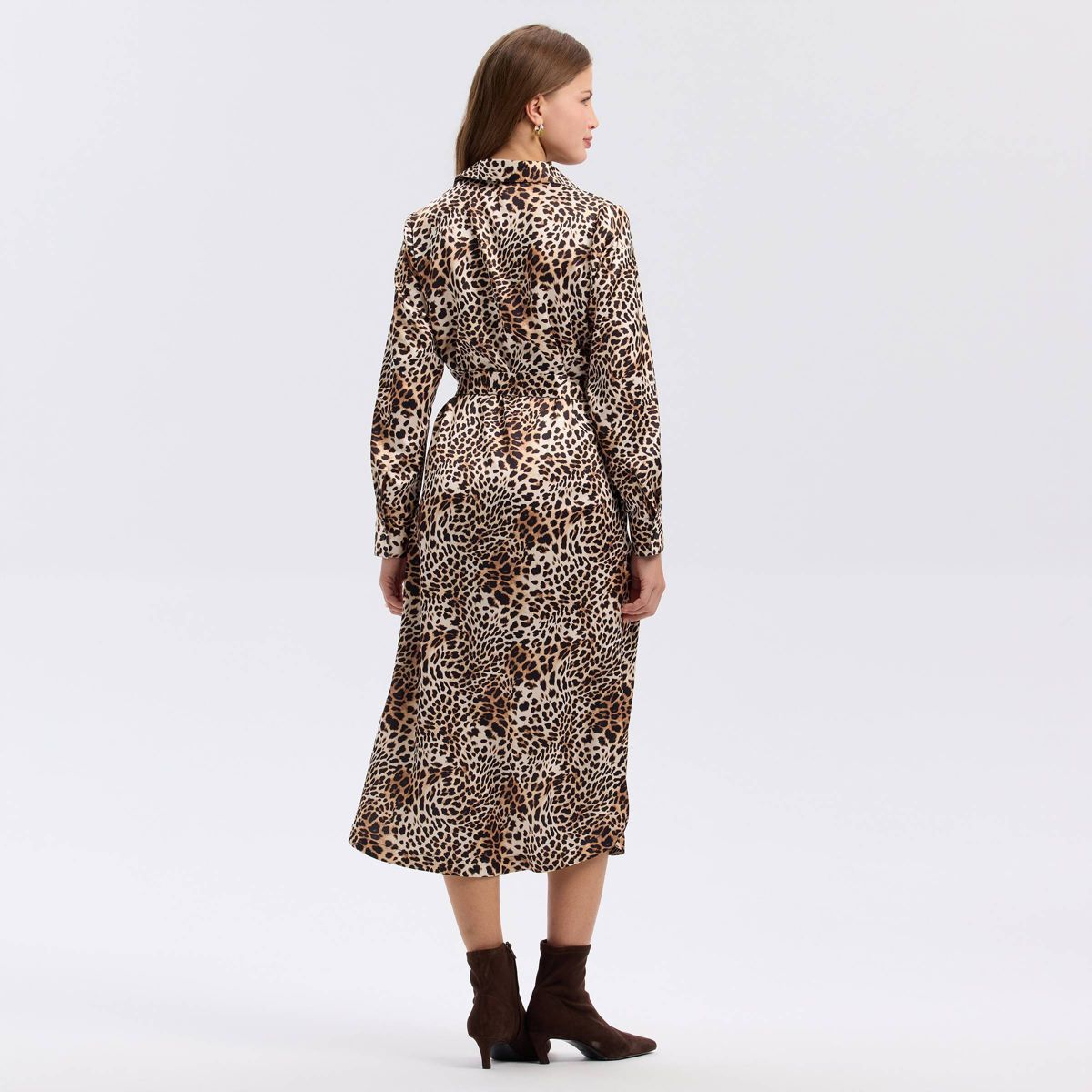 Women's Long Sleeve Belted Satin Midi Shirtdress - A New Day™ - thumbnail 2