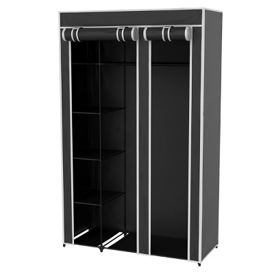 Hastings Home Freestanding Wardrobe Closet Organizer with Dust Cover – Black