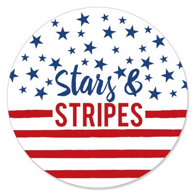 Big Dot of Happiness Stars and Stripes - Memorial Day, 4th of July and Labor Day USA Patriotic Party Circle Sticker Labels - 24 Count