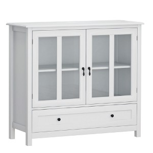Sevobal Utility Storage Cabinets, Freestanding Storage Cabinet with Transparent Doors for Living Room Kitchen Hallway, White, 37.79"*15.55"*35.43" - 1 of 4