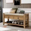 FONTOI Shoe Rack with Cushioned Seat and Drawers, Shoe Racks with Sliding Drawers, Ridded Base, Handles, Old Pine, 14"*19.8"*39" - 4 of 4
