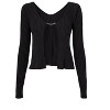 Coolmee Women's Crop Top Open Front Long Sleeve Rib Knit Shrug Sweaters Cardigan - 2 of 4