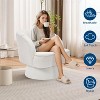 Swivel Barrel Chair,Green Teddy Velvet Upholstered Armchair with Striped Backrest & Plush Padding,Round Lounge Chair for Living Room or Bedroom - 4 of 4