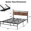 Homhougo Rustic Industrial Full Size Bed Frame with Storage Bedside, Vintage Wood Headboard, Metal Mattress Foundation, Strong Slats Support, Brown - 2 of 4