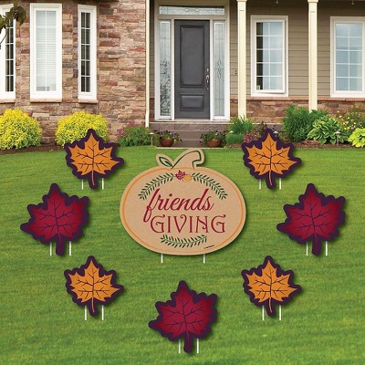 Big Dot of Happiness Friends Thanksgiving Feast - Yard Sign and Outdoor Lawn Decorations - Friendsgiving Party Yard Signs - Set of 8