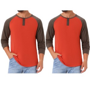 INSPIRE CHIC Men's Raglan Long Sleeve Tee Shirts Casual Henley T-Shirts 2 Packs - 1 of 4
