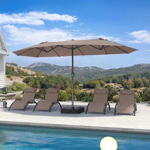 PURPLE LEAF 14ft Patio Market Umbrella and Base Double-Sided Rectangle Outdoor Table Sun Umbrellas with Crank - 1 of 4