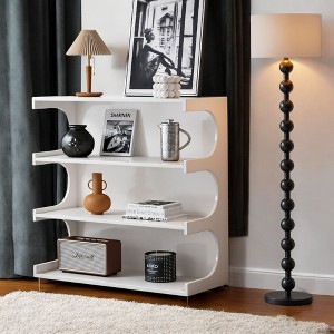 Alilang 36.00 Inch Modern White Open Shelf Unit with Curved Side Design and 4-Tier Storage - White - 1 of 4