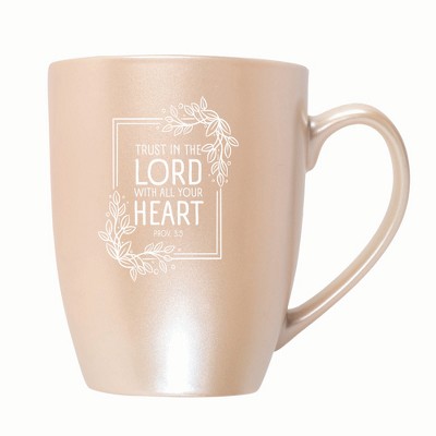 Elanze Designs Trust In The Lord With All Your Heart 10 ounce New Bone China Coffee Tea Cup Mug, Precious Pearl