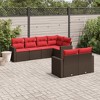 vidaXL 7 Piece Patio Sofa Set with Cushions Brown and Red Poly Rattan - 2 of 4