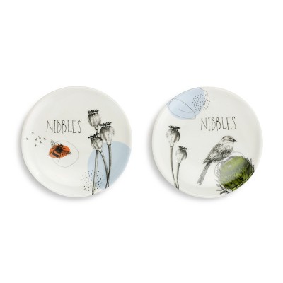 DEMDACO Nibbles Wine Appetizer Plates - Set of 2 White