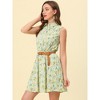 INSPIRE CHIC Women's Floral Sleeveless Half Placket Mini Belted Summer Dress - 4 of 4